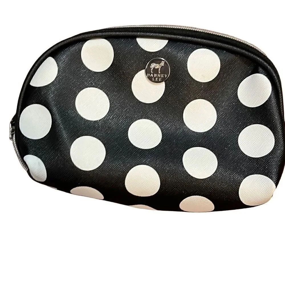 Dabney Lee, black and white polkadot, small cosmetic case